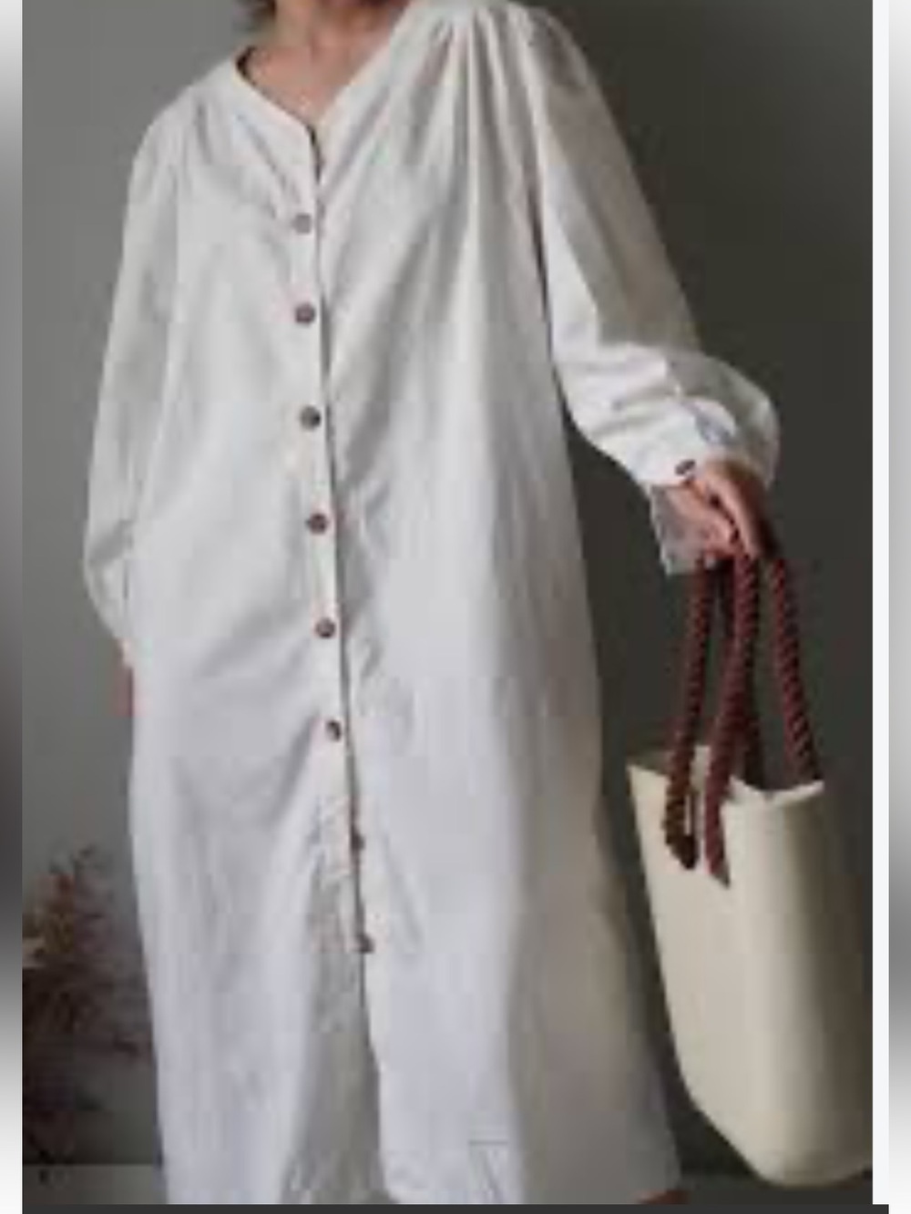 Women's White Button-Front Linen dress